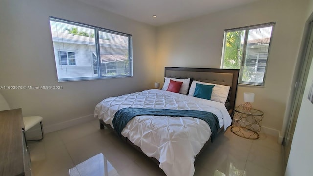 view of tiled bedroom