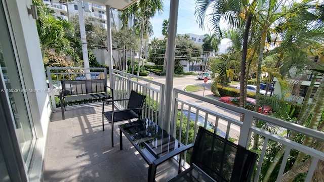 balcony featuring a porch