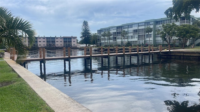 exterior space with a water view