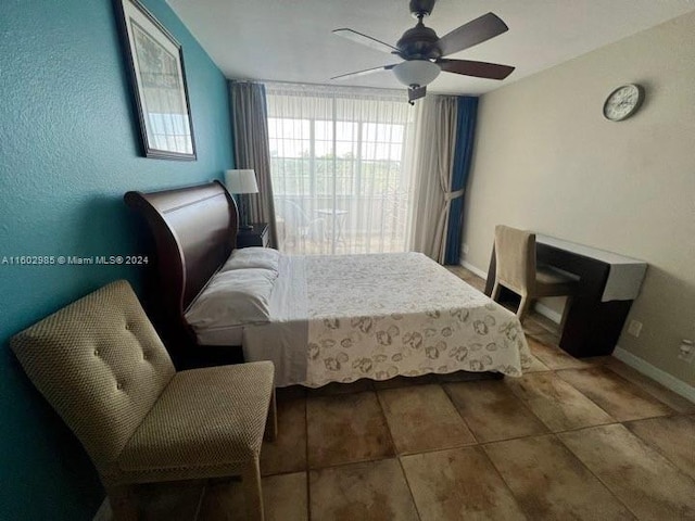 bedroom featuring ceiling fan