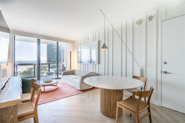 living room featuring light parquet floors