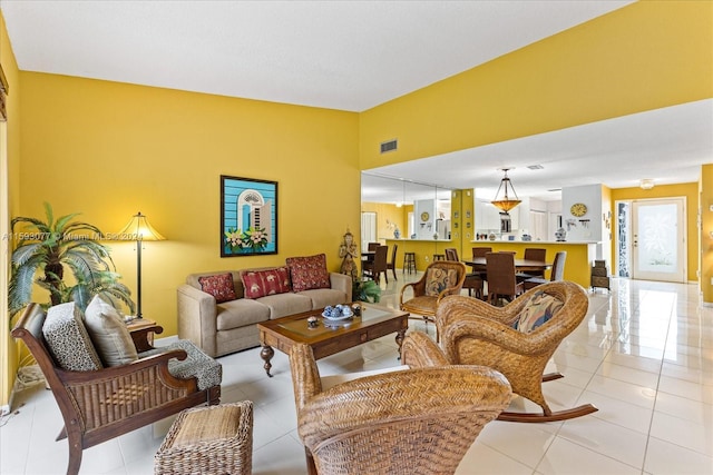 view of tiled living room