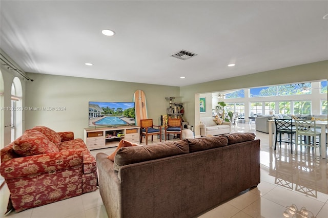 view of tiled living room