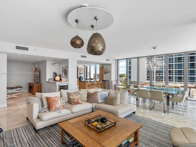 living room featuring beverage cooler