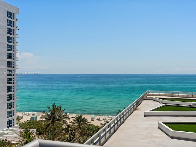 property view of water with a beach view