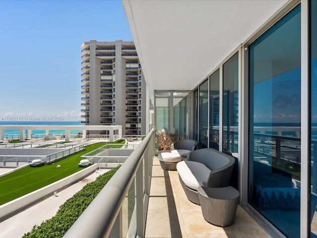 balcony with a water view