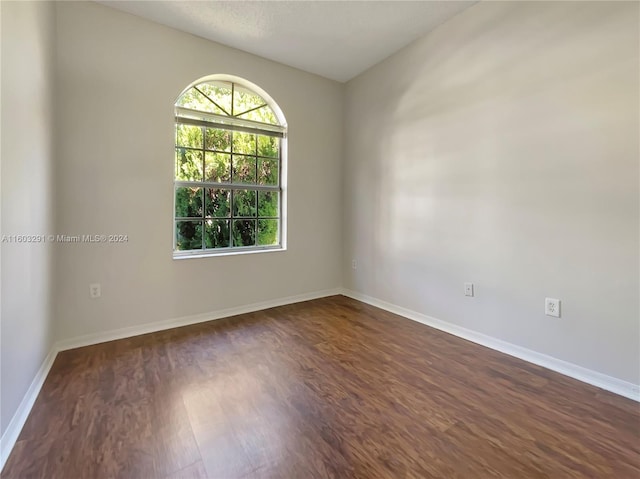 empty room with dark wood-type flooring