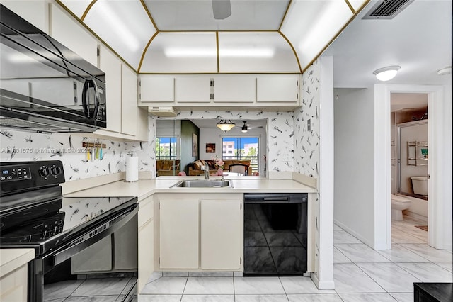 kitchen featuring black appliances and sink