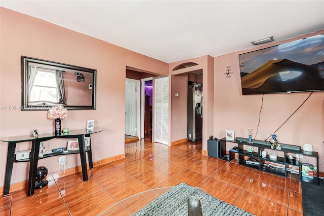 view of tiled living room