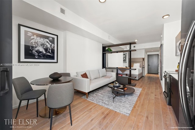 living room with light wood-type flooring