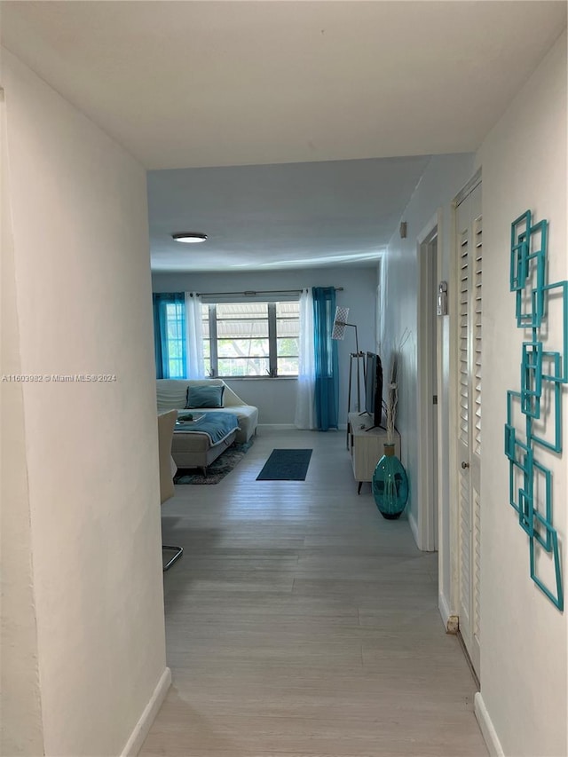 hall featuring light hardwood / wood-style flooring