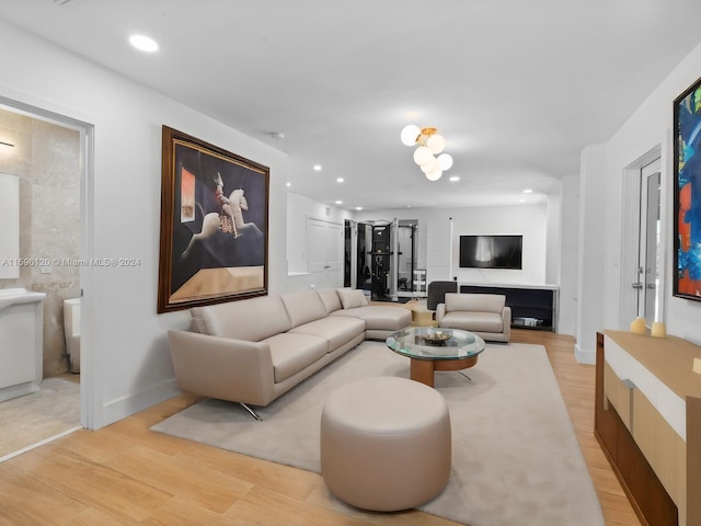 living room featuring light hardwood / wood-style floors