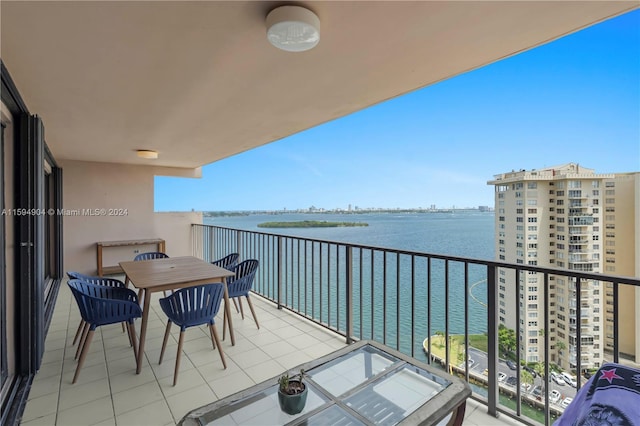 balcony with a water view