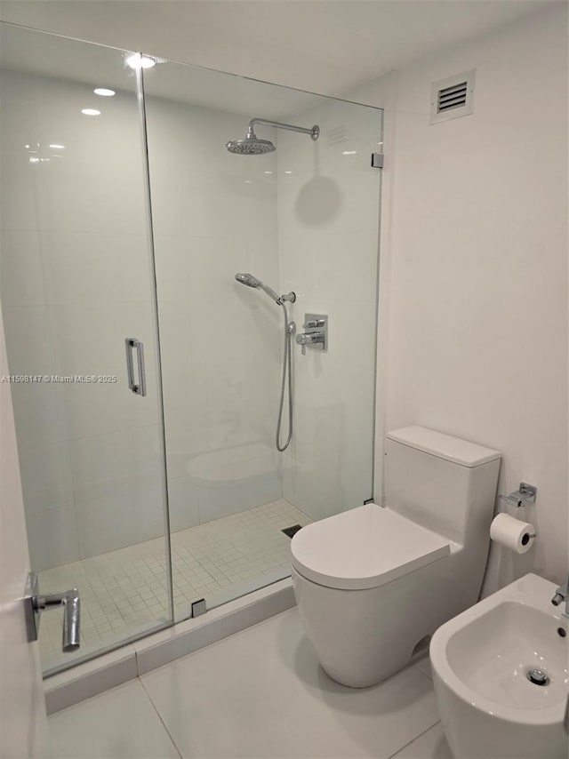 1121 Crandon Blvd Unit D604, Key Biscayne, FL 33149 - bathroom with tile patterned floors, visible vents, and a stall shower