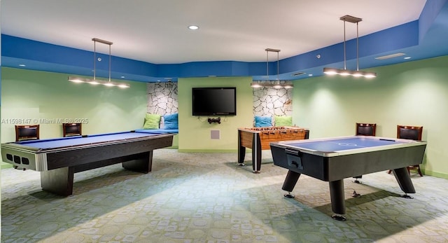 1121 Crandon Blvd Unit D604, Key Biscayne, FL 33149 - playroom featuring recessed lighting, baseboards, billiards, and carpet