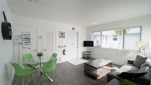 living room with hardwood / wood-style flooring