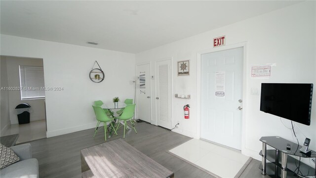 living room with wood-type flooring