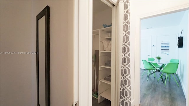 interior space featuring a closet and wood finished floors