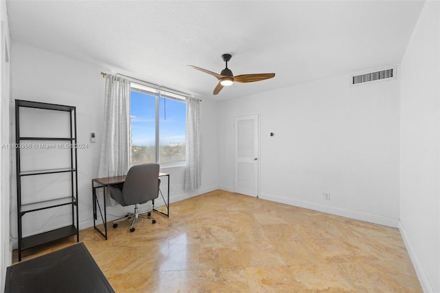 office featuring ceiling fan