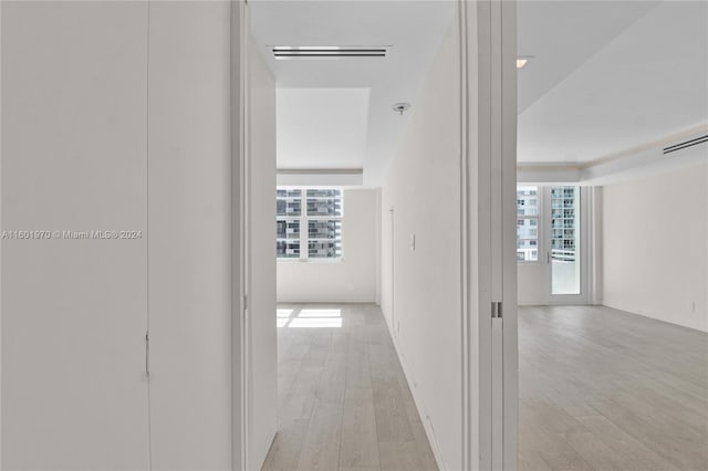 hall featuring light wood-type flooring