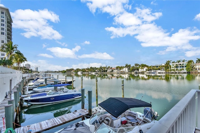 view of dock featuring a water view