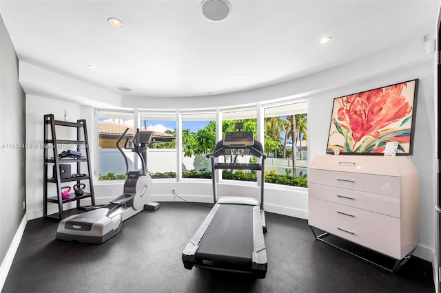 3344 NE 167th St, North Miami Beach, FL 33160 - exercise room with baseboards and recessed lighting