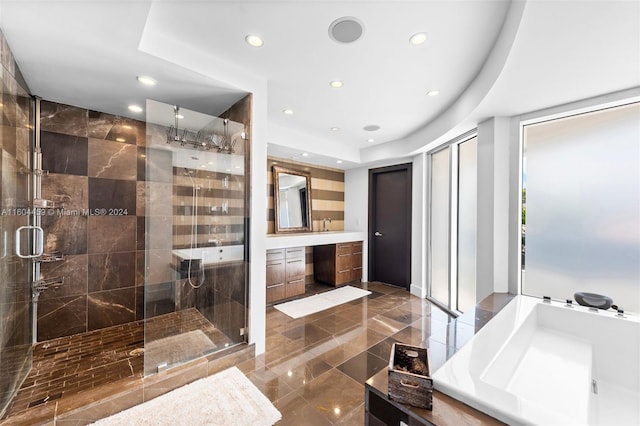 3344 NE 167th St, North Miami Beach, FL 33160 - full bath with a shower stall, vanity, recessed lighting, and a garden tub