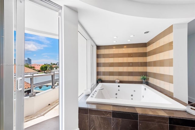 3344 NE 167th St, North Miami Beach, FL 33160 - full bathroom with a whirlpool tub and recessed lighting