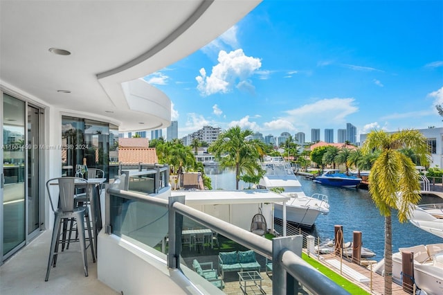 balcony with a water view