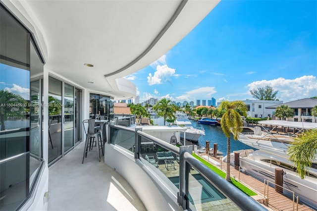 balcony with a water view