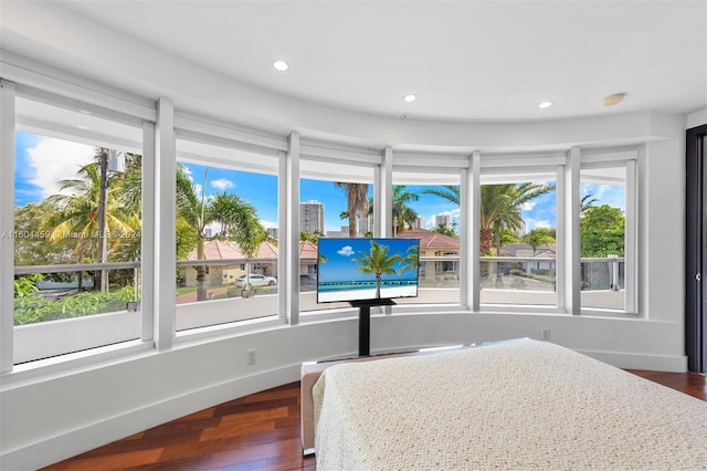 3344 NE 167th St, North Miami Beach, FL 33160 - bedroom featuring multiple windows, dark wood-type flooring, and recessed lighting