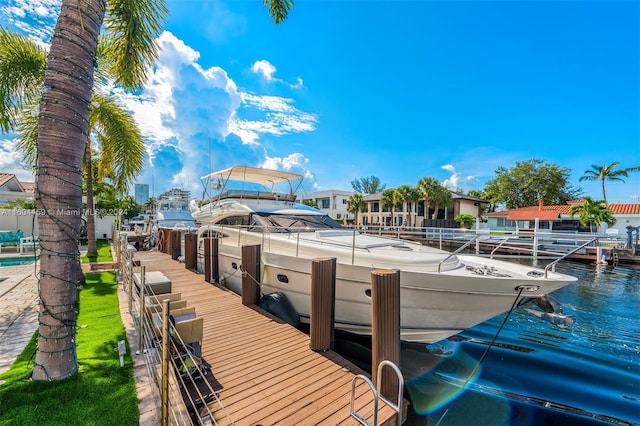 dock area featuring a water view