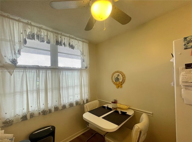 bathroom with ceiling fan