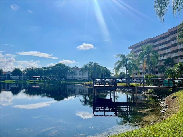 dock area featuring a water view