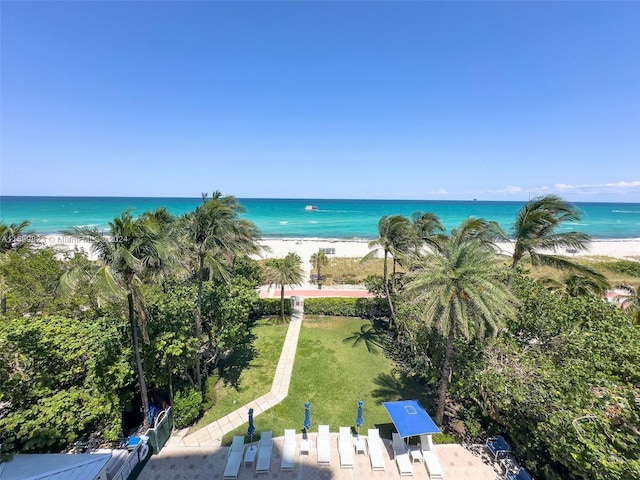 property view of water featuring a view of the beach