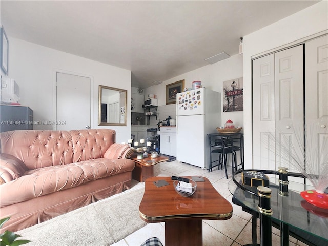 living room featuring light tile patterned floors