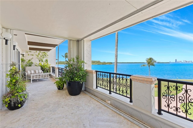 balcony with a water view