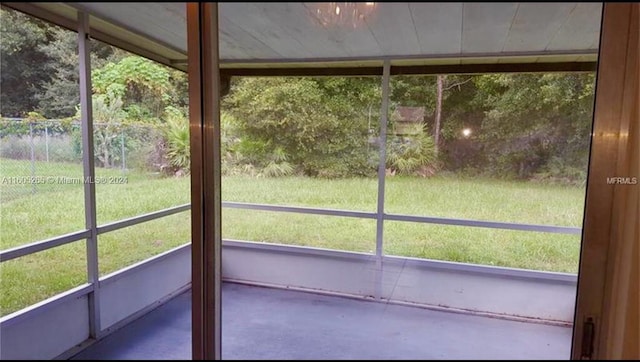 view of unfurnished sunroom