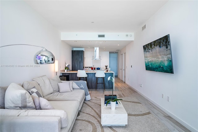 living room featuring light hardwood / wood-style flooring