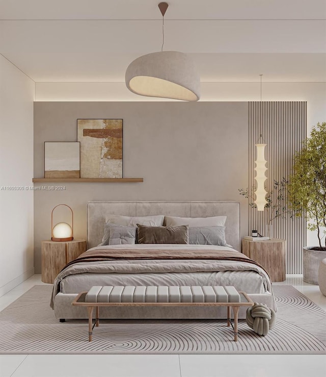 bedroom featuring tile patterned flooring