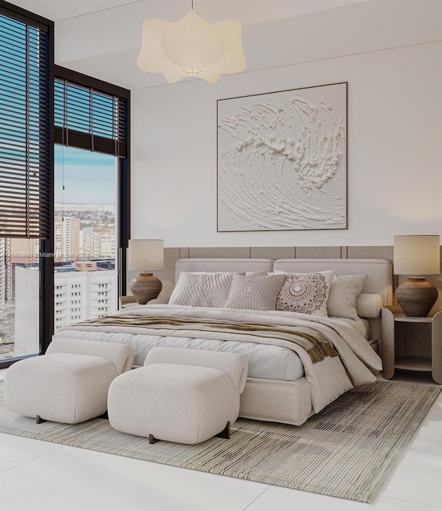 bedroom featuring expansive windows