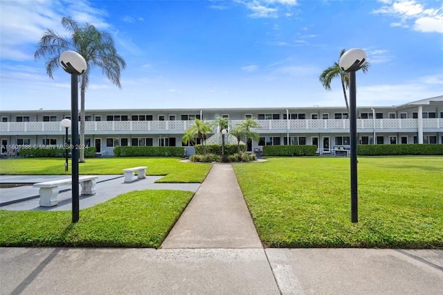 view of community featuring a lawn