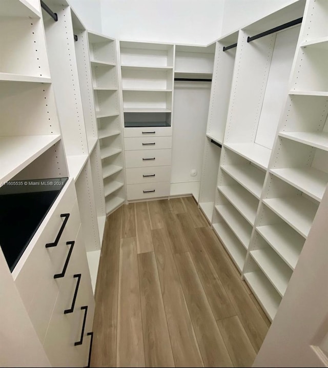 walk in closet featuring light hardwood / wood-style floors