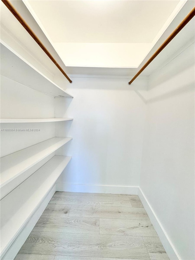 spacious closet featuring light wood-type flooring