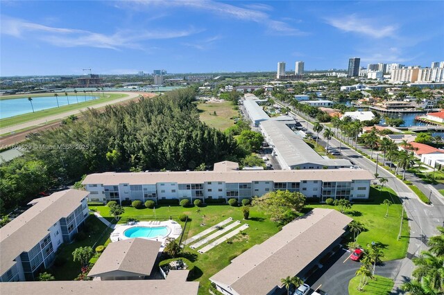 bird's eye view featuring a water view