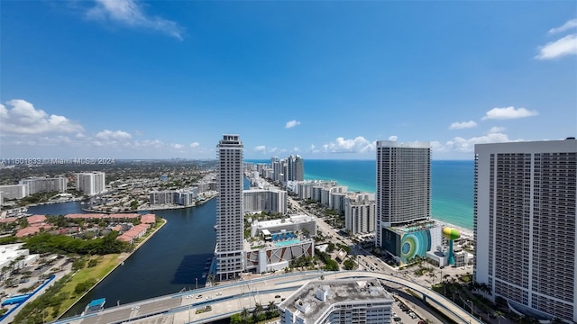 property's view of city featuring a water view