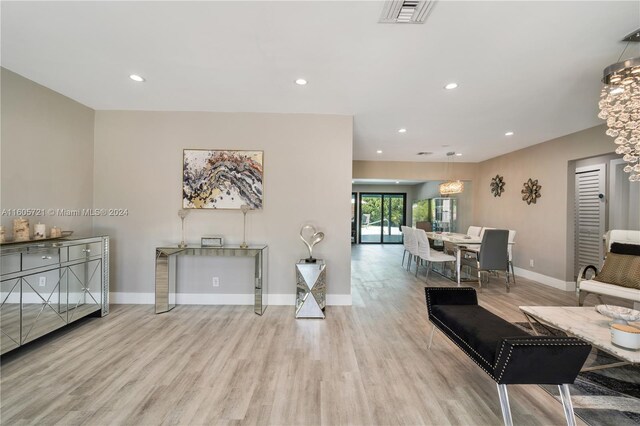 living room featuring light hardwood / wood-style floors