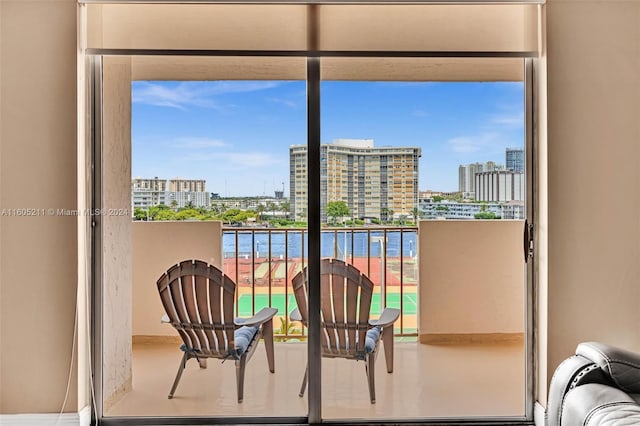 balcony with a water view