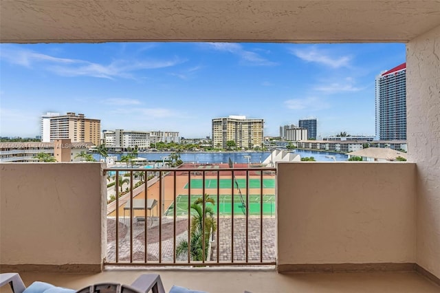 balcony with a water view