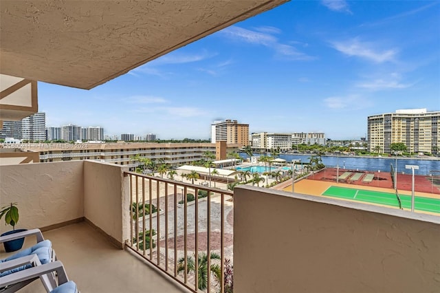 balcony with a water view